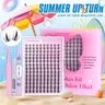 Geeneiya Anime D Curl Lashes Clusters Kit - 8-18MM Waterproof Wispy Self-Adhesive Clusters, Ultra-Thin Soft Band, Bond & Seal, Professional Remover, Tweezers, Manga Makeup Gift (TikTokShopBlackFriday)