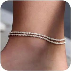 Gold Stackable Bracelet Set for Women, Layered Chain Bracelets with Figaro, Beaded and Paperclip Chain Design, Adjustable Fashion Jewelry Gift for Women Girls, Daily Wear, Party, Birthday, Holiday, Wedding, Vacation Outfit Accessories