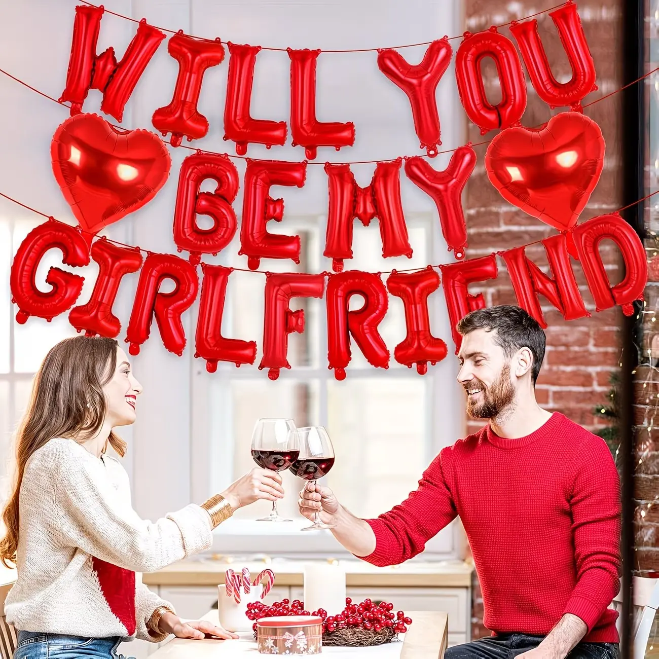 23pcs 16 Inch Red WILL YOU BE MY GIRLFRIEND Balloons, Party Balloons Decorations, Foil Proposal, Confession, Heart, Valentines Day, Love Balloons for Wedding EngaSynthetic Gemstoneent Decor, Balloon Garland, Balloon Arch