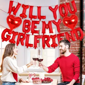 23pcs 16 Inch Red WILL YOU BE MY GIRLFRIEND Balloons, Foil Proposal Balloons Confession Balloons, Heart Balloons Valentines Day Balloons, Love Balloons for Wedding EngaSynthetic Gemstoneent Decor