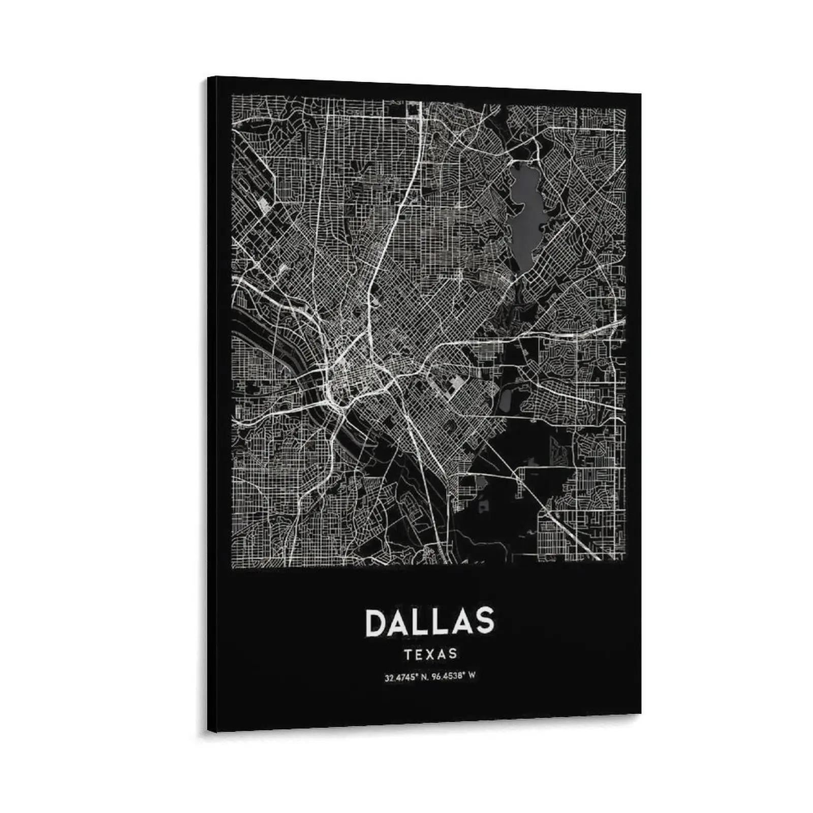 Dallas Map Poster Wall Art, Texas City Map Print, Street Map Decoration for Bedroom, Canvas Art for Bathroom, Texas Artwork Panel. Canvas Poster Bedroom Decor Sports Landscape Office Room Decor Gift Frames Ornaments Artistic Photo Frame-.