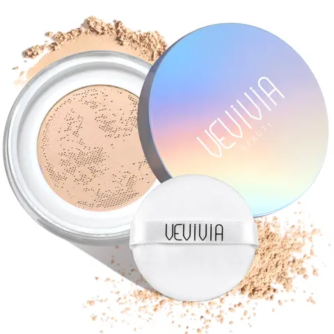 Vevivia Beauty Translucent Setting Powder - 03# Lavender, Creaseless Long-Lasting Loose Formula, Pore Blurring Natural Finish, Shine Control, 24h Makeup Lock, Portable Face Powder for Adults All Skin Types, with Container