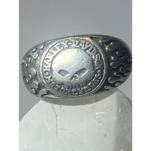 Harley Davidson ring biker band flames sterling silver women men