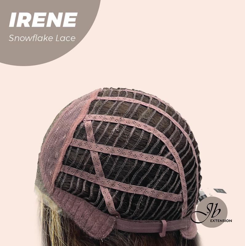 JBEXTENSION 20 Inches Caramel Blonde Highlight Pre-Cut T Part Snowflake Lace Frontlace Glueless Wig IRENE SNOWFLAKE【BENDY EAR TABS】