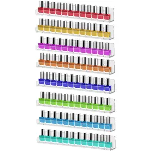 8 Pack Wall Mounted Shelf,Clear Acrylic Nail Polish Organizer Display, Wall Rack Nail Supplies for Nail Techs