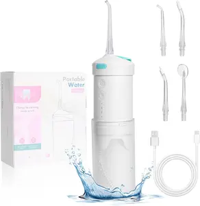 Cordless Water Flosser for Teeth, Portable Oral Irrigator with 20-Day Use, 4 Nozzles & Telescopic Tank, 3 Modes IPX7 Waterproof, Mini Travel Dental Flosser for Braces, Sensitive Gums and Home Use