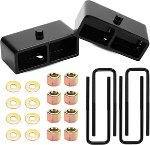 1" Rear Leveling Lift Block Kit w/Extra Long Square Leaf Spring U- Fit for 1988-1999 Chevy  K1500, 1995-1999 Tahoe Suburban 1500, 1999-2020 Chevy Silverado 1500  Sierra 1500, Set of 2