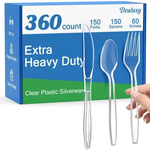 360-Piece Bulk Disposable Cutlery Set - Extra Heavy Duty, BPA-Free, Heat Resistant, Heatproof, 150 Forks, 150 Spoons, 60 Knives