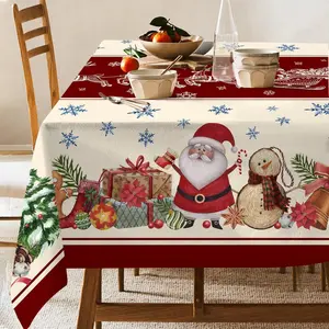 Christmas Tablecloth Rectangular 60 x 84 inches Christmas Tablecloth, Snowman Tablecloth Winter Santa Tablecloth Kitchen & Dining Room Decor