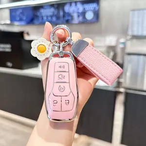 Soopcase for ford With Key Chain, Soft TPU Car Key Case Shell for ford Mustang fusion Explorer Edge Lincoln MKC MKX MKZ, full Protector Holder for 5 Button Keyless Entry Remote