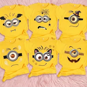 [FREESHIP] Halloween Minions Family Shirt, Minions Teams T Shirt, Minions Couple Shirt, Y2K Streetwear T-Shirt, Unisex Crew Neck, Vintage Hip-Hop Sports Graphic, Casual Cotton Fit, Soft Comfortable Short Sleeve