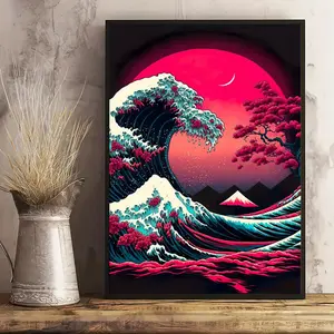 [Art Canvas Poster] 1pc Canvas Poster |     The Great Wave Off Kanagawa Hokusai Wall Art For Living Room, Wall Decor For Bedroom, Home Decor Room Decor, Frameless wall art