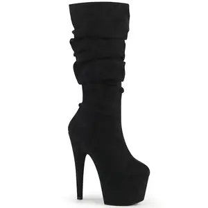Women's 7-in Platform Heel Boot, Black Suede ADORE-1061