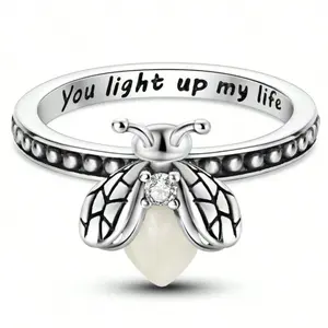 "You Light Up My Life" Luminous Firefly Ring – Silver Colour Stackable Ring