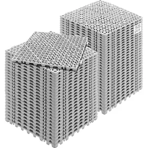 fathersdaygift VEVOR Interlocking Tile 55PCS Grey, Drainage Tiles 12x 12x 0.6 Splicing, Soft PVC Interlocking Floor Tiles, Non-Slip Drainage Holes for Restroom, Bathroom, Kitchen, Pool, Wet Area