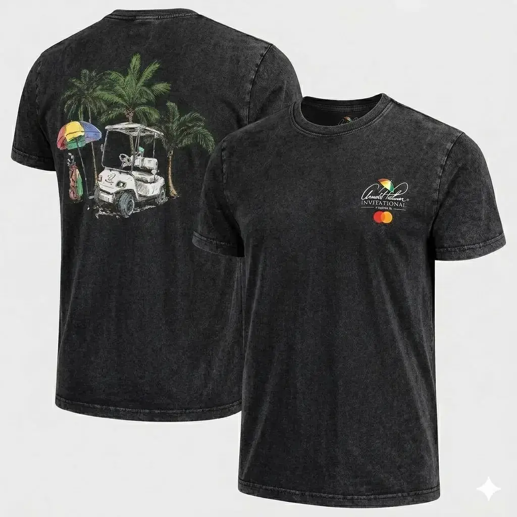 Vintage washed oversized graphic t shirt arnold palmer invitational 2026 golf tournament retro golf cart palm tree old money aesthetic casual sportswear trendy summer vacation vibes y2k streetwear heavyweight cotton mens tops unisex viral