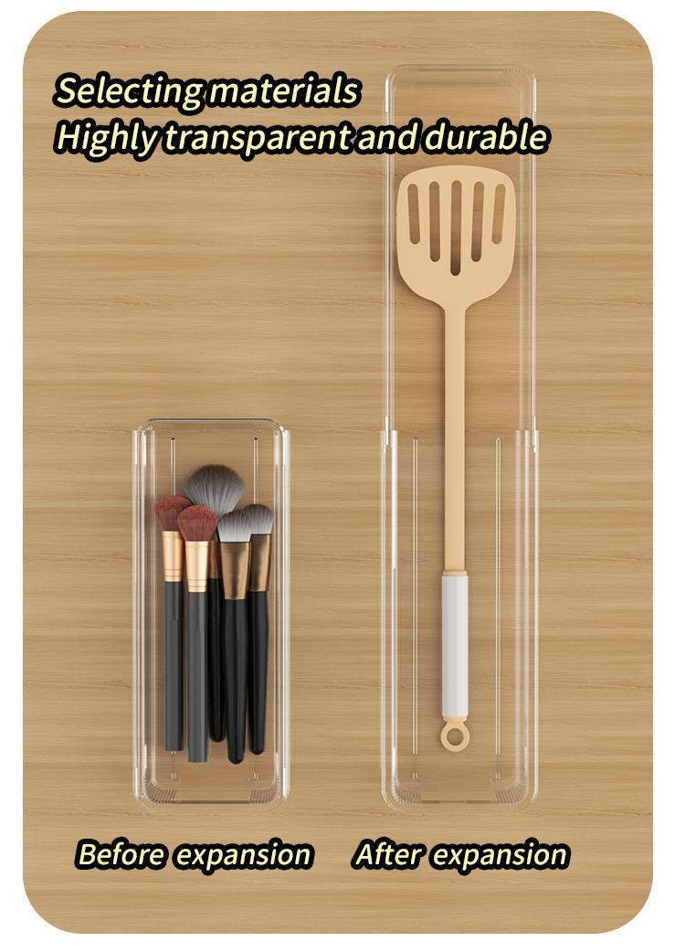 Expandable Clear Drawer Organizer | Aesthetic Kitchen & Vanity Tray