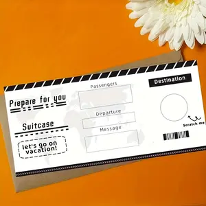 5 Travel Reveal Scratch Cards, Surprise Gift for Vacations & Anniversaries, DIY Boarding Pass Invitation, Unique Birthday Gift with Scratch Game