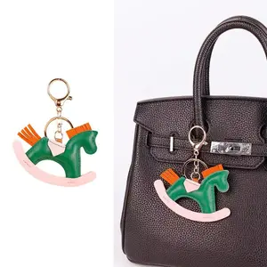 New Trendy Miu Bag Charm, PU Leather Cartoon Horse Cotton Filled Couple Bag Accessory, Keychain Decoration