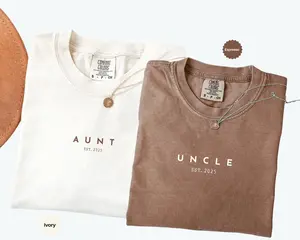 Custom Auntie & Uncle Shirt Comfort Colors, Personalized Uncle Auntie Matching Tees,New Auntie Uncle Gift, Christmas Gift