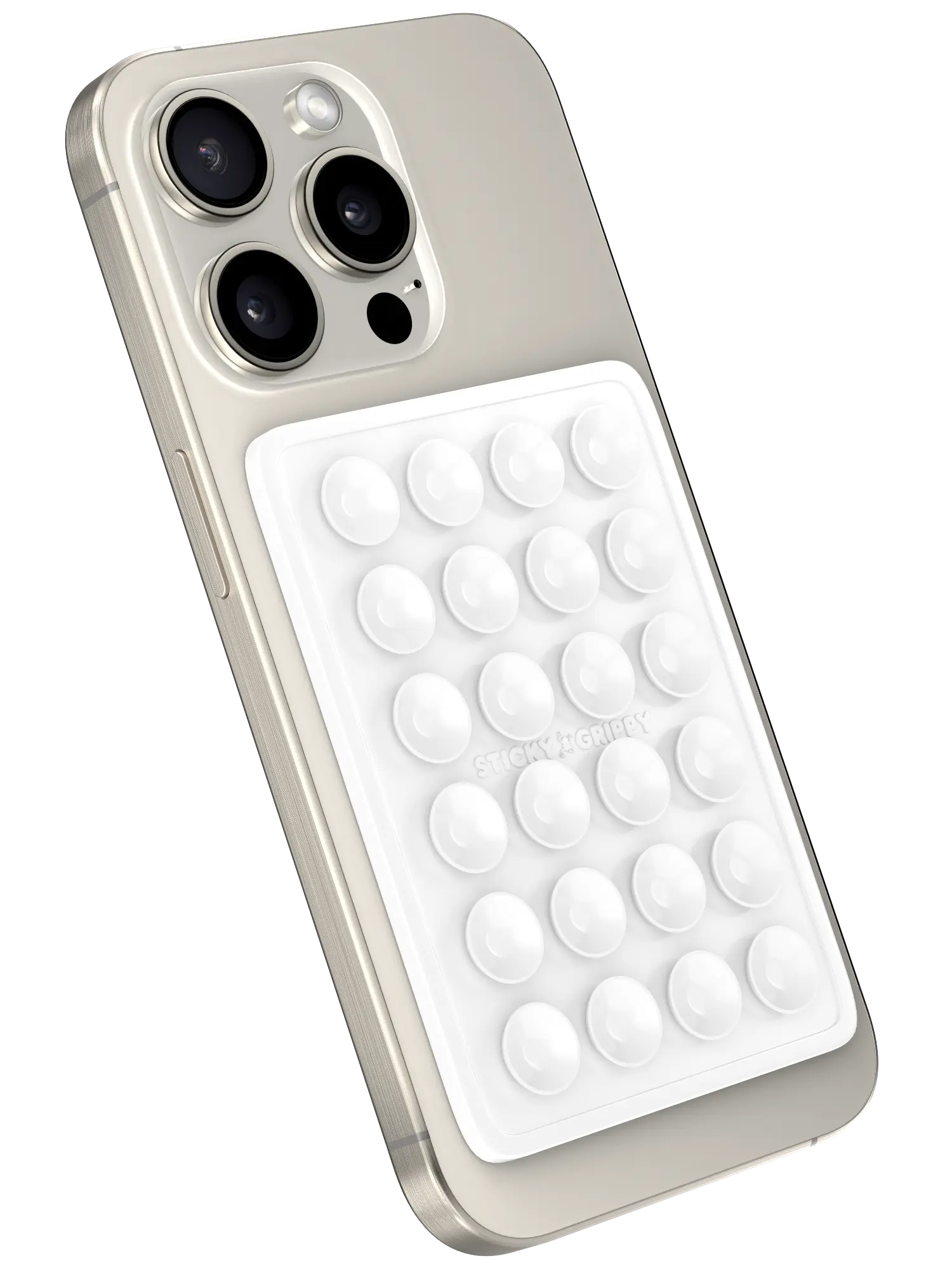 White StickyGrippy - Suction Phone Case Mount, Silicon Adhesive Phone Accessory for iPhone and Android, Hands-Free Fidget Toy Mirror Shower Phone Holder, Tiktok Videos and Selfies
