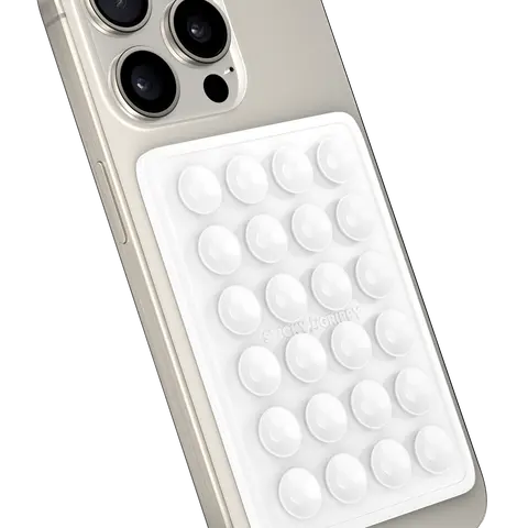 White StickyGrippy - Suction Phone Case Mount, Silicon Adhesive Phone Accessory for iPhone and Android, Hands-Free Fidget Toy Mirror Shower Phone Holder, Tiktok Videos and Selfies