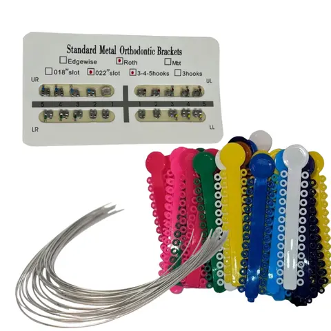 Mini ROTH Orthodontic Brackets Kit - 1 Set with 1008 Ligature Ties, 10 NiTi Superelastic Arch Wires, Braces Elastics - US-Made for Youth, 0.35l Initial Evaluations & Smaller Treatments - Oral Care Accessory