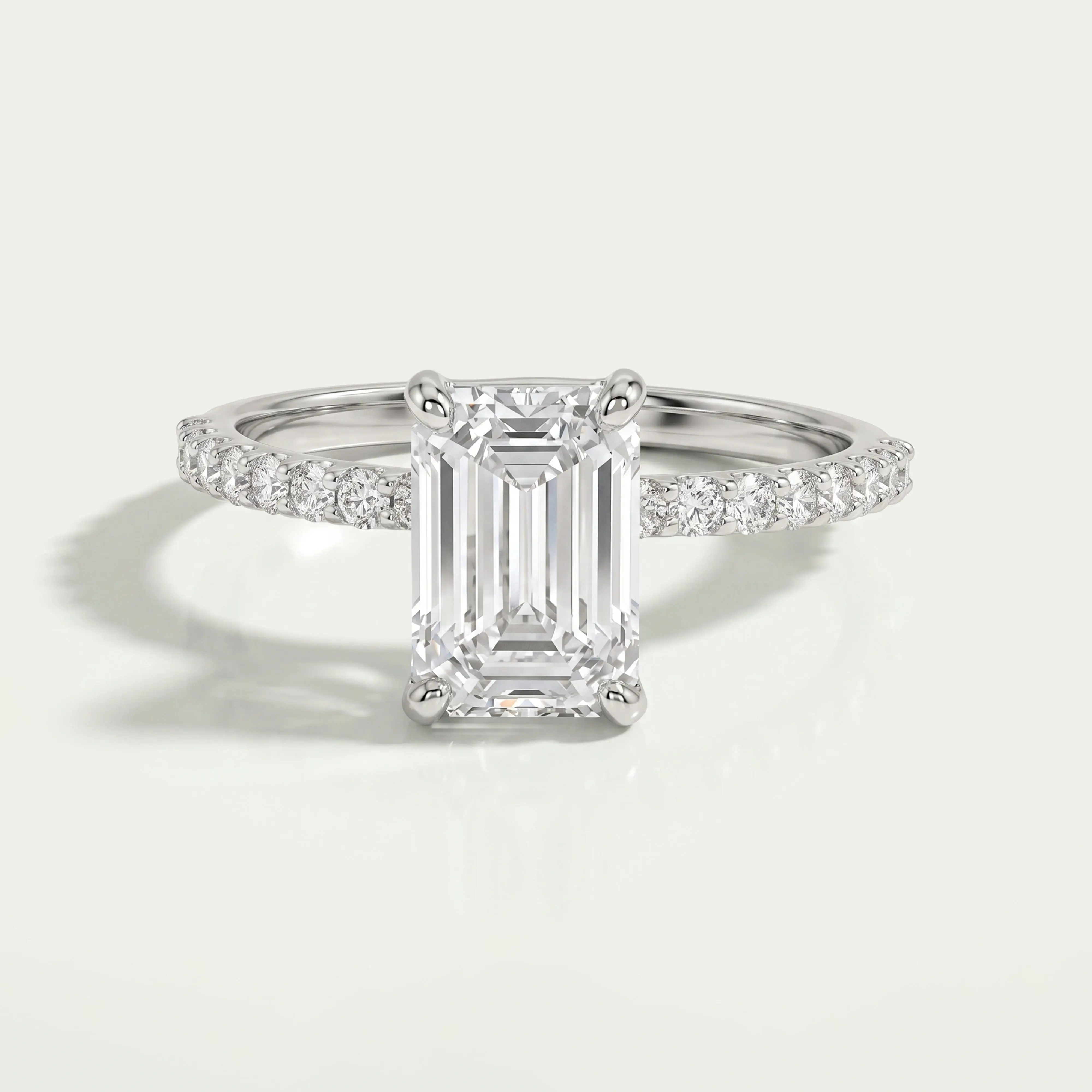 IGI Certified Emerald Cut Diamond Solitaire Accent Ring