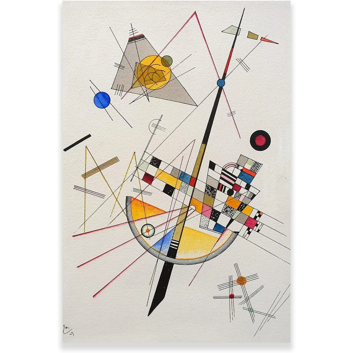 Dopamine Decor Wood-Framed Wassily Kandinsky Canvas Prints, Delicate Tension Poster, Unique Gift for Room Artistic Wall Decoration