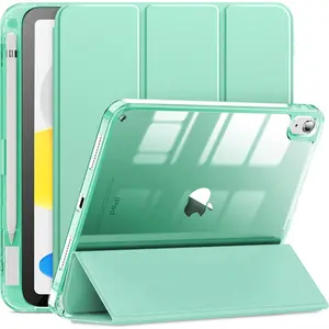 Compatible with iPad (A16) 11th Generation 11 Inch 2025 Case, iPad 10th Generation Case 2022 10.9 Inch 2022, Crystal Clear with Slot for Pencil & Charging Adapter (Light Green)