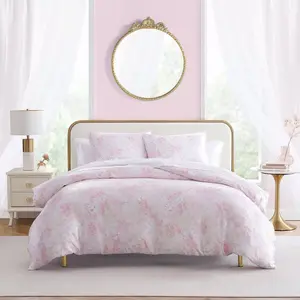 Twin Betsey Johnson Butterfly Garden 100% Microfiber Duvet Set Pink - Betseyville: Satin Texture, No Fill, Hidden Zipper