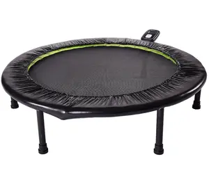 Fitness Trampoline with LCD Monitor Tracking 36" Diameter 250 lbs Capacity Includes Safety Pad & 30 Tension Band Resistance Folding Design