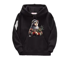 Palestinian Hoodie for Boys and Girls, Soft Cotton Fabric, Black Design, Comfortable Fit, Various Sizes - Menswear