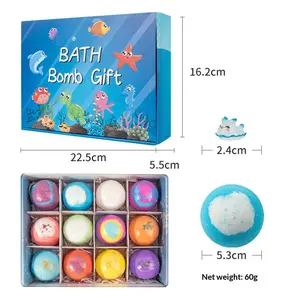 12 Pack Kids Bath Bombs with Surprise Toys Inside, Fizzy Bath Bombs for Toddlers 3+ with Marine Animal Toys, Fun Bath Bombs Gift Set for Boys & Girls, Colorful & Fragrant Bath Balls