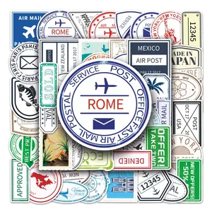 59pcs Retro Postmark Series Sticker, Waterproof Sticker Pack for Wall Water Bottle Skateboard Helmet Car Bike Luggage Laptop, Decal Sticker