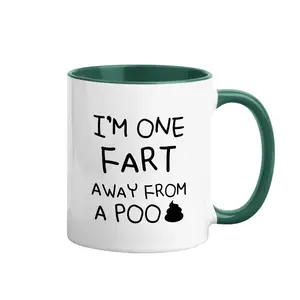 Casual Household Two Tone White Green Interior Tea Mug Funny Bathroom Humor Poop Emoji Print Large Coffee Cup Ideal For Guy Friend Christmas Present Home Office Hot Drink And Weekend House Party Relax Drinkware