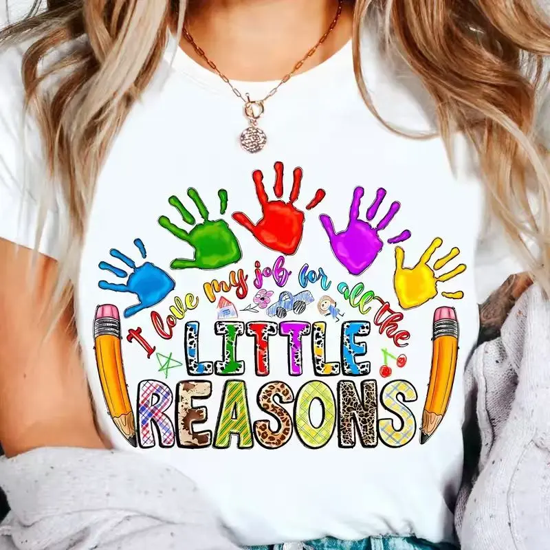 The Perfect Teacher & Counselor Appreciation Gift - A Soft, Fun Graphic Tee featuring Playful Hand Prints & Chic Leopard Accents. This Colorful, Comfortable Shirt Celebrates Educators for Teacher Appreciation Week, Back to School, or Any School Spirit Day
