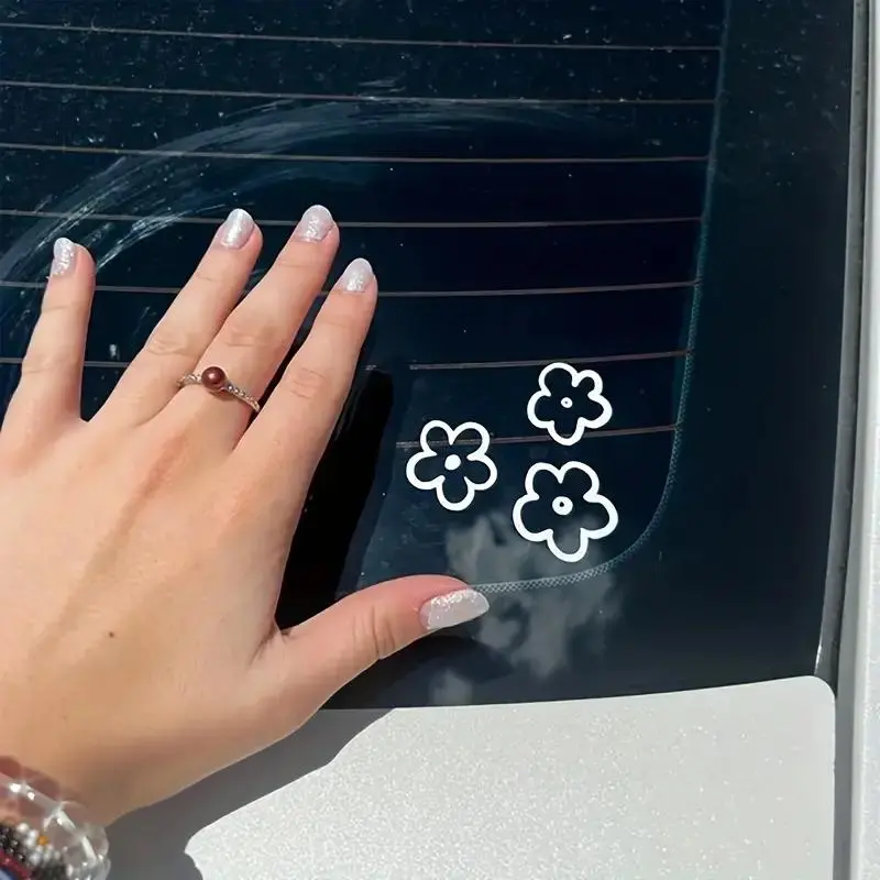 Cute Flower Pattern Car Mirror Sticker, Waterproof Car Mirror Decal, Car Exterior Decoration Accessories, Decorative Stickers, Windshield Sticker, Car Decals, Car Decorations, Decal For Cars, Automotive Decoration, Vehicle Exterior Decoration