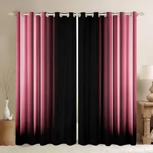 Feelyou Abstract Ombre Window Curtains - 2 Panels Home Decoration Curtains, Pink and Black Privacy Grommet Drapes for Bedroom Living Room, Stylish Window Treatments, Home Decoration Curtain, Privacy Grommet Curtains