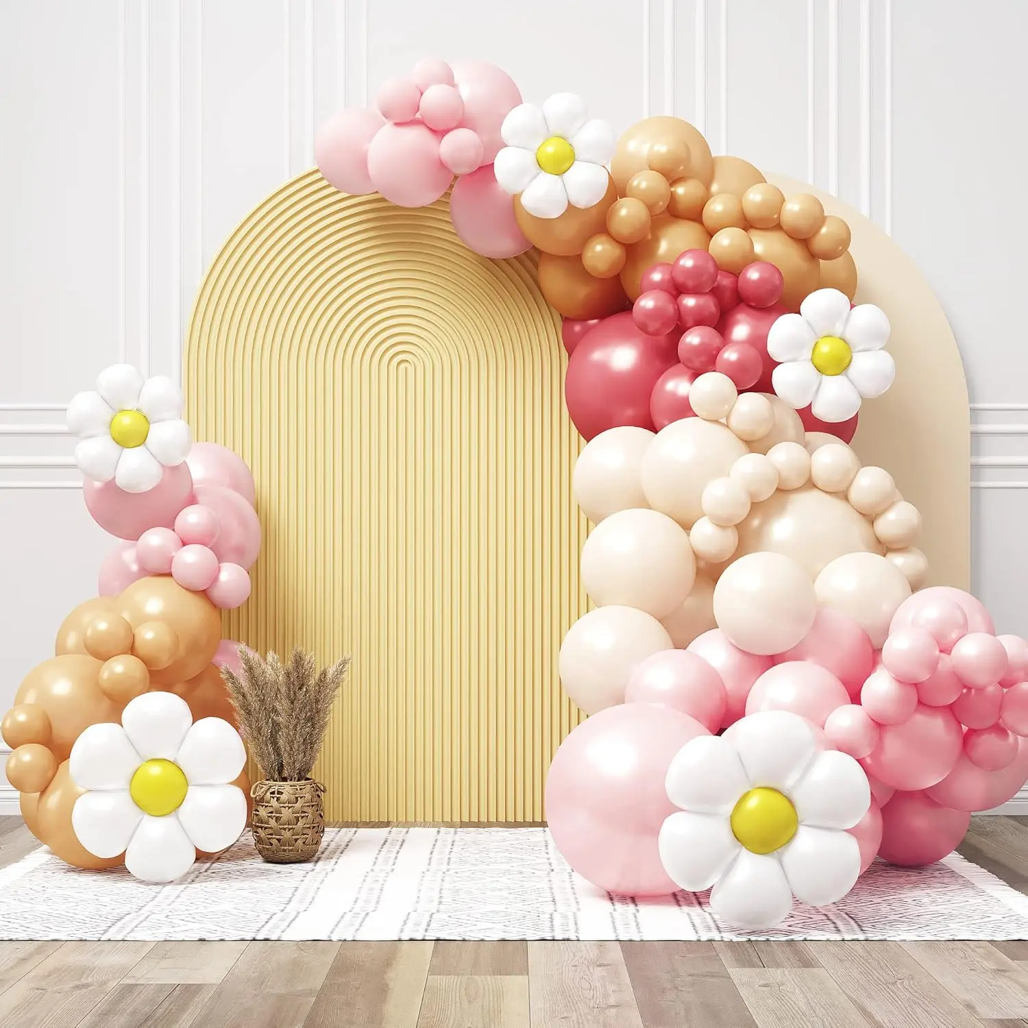 Of Party Rainbow Balloon Arch Kit – 140Pcs Assorted Color Balloon Garland, Colorful Fiesta Carnival Circus Balloons, Daisy Groovy Birthday Latex Balloons (Daisy Groovy)