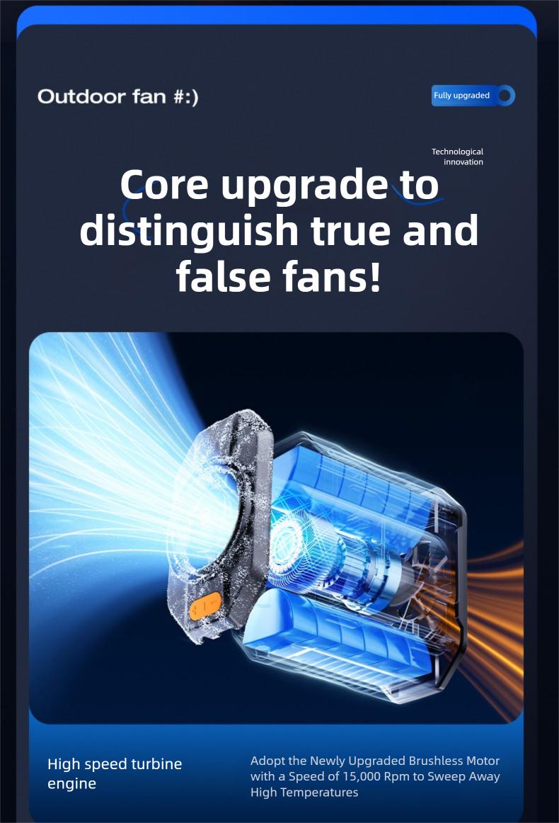 HOOYS USB Rechargeable Handheld Portable Fan, 199-Speed Adjustable, with Waist Clip, Flashlight & PowerDisplay, Personal Fan for Outdoor, Camping, Jobsite, Travel &Indoor Use