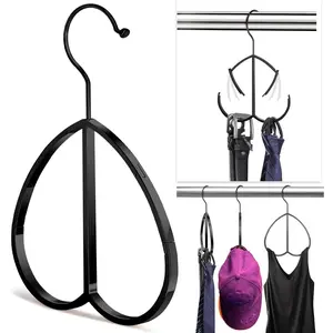 Multipurpose Closet Hangers- Tie and Belt Hanger for Closet- Ideal for Storing Belts, Ties, Scarfs, Baseball Hats, Purses & More-  Space Saving Belt Organizer for Wardrobe - Black