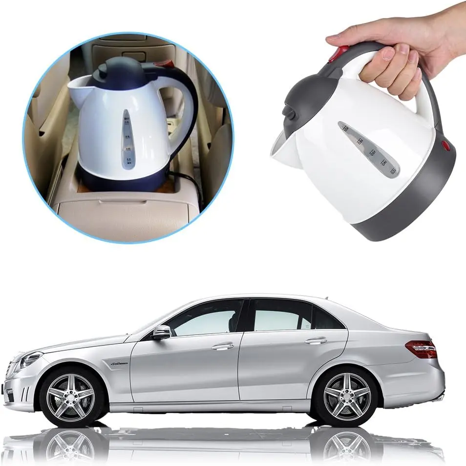 Portable Electric Water Kettle Stainless Steel Travel Tea Pot Automatic Shut off 1000ML 12V/24v Car Truck Bottle for Tea Coffee Making Appliance