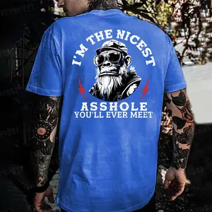 Monkeysober 100% Cotton Men's Suitable For All Seasons I'm The Nicest A*shole You'll Ever Meet Monkey T-shirt