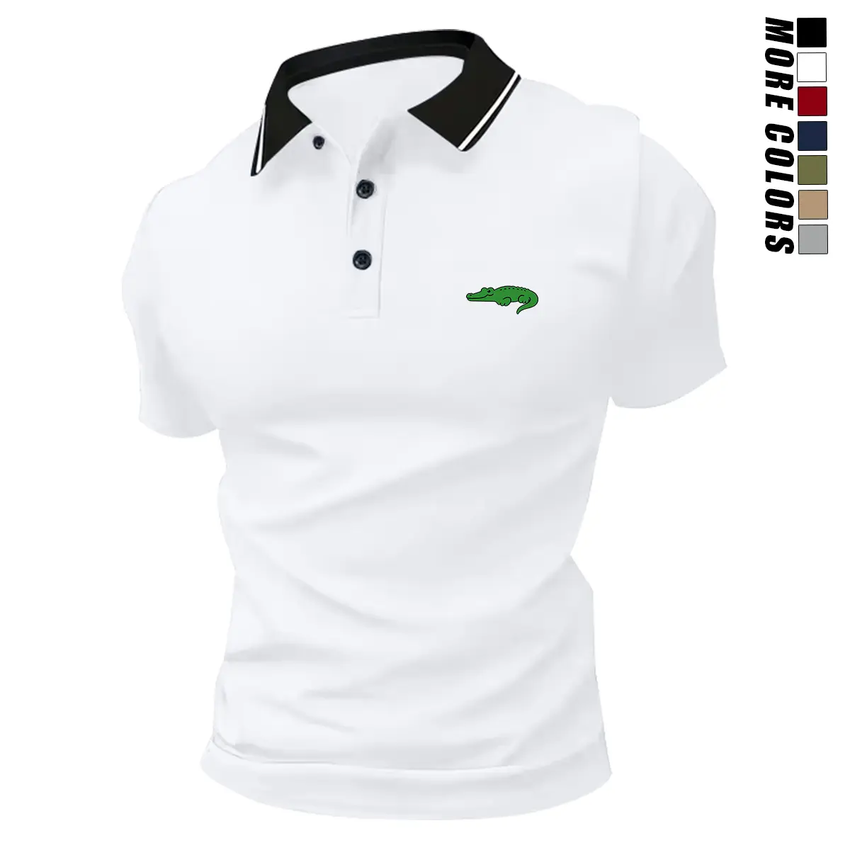 Pack of 5 summer men’s short-sleeve polo shirts with turn-down collar and crocodile print; casual sportswear tops for men—essential for business travel, dates, and home wear | Breathable, comfortable fabric; casual style | Golf shirt Pack of 5 summer men’s short-sleeve polo shirts with turn-down collar and crocodile print; casual sportswear tops for men—essential for business travel, dates, and home wear | Breathable, comfortable fabric; casual style | Golf shirt