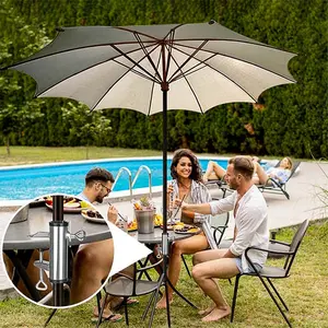 Outdoor Umbrella Clamp, Stainless Steel Deck Umbrella Mount, Adjustable Umbrella Hook, Silver Color, for Picnic Table, Bleachers, Railing
