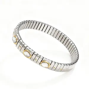 Clear Mixed Metal Icon Tile Bracelet- Water Resistant