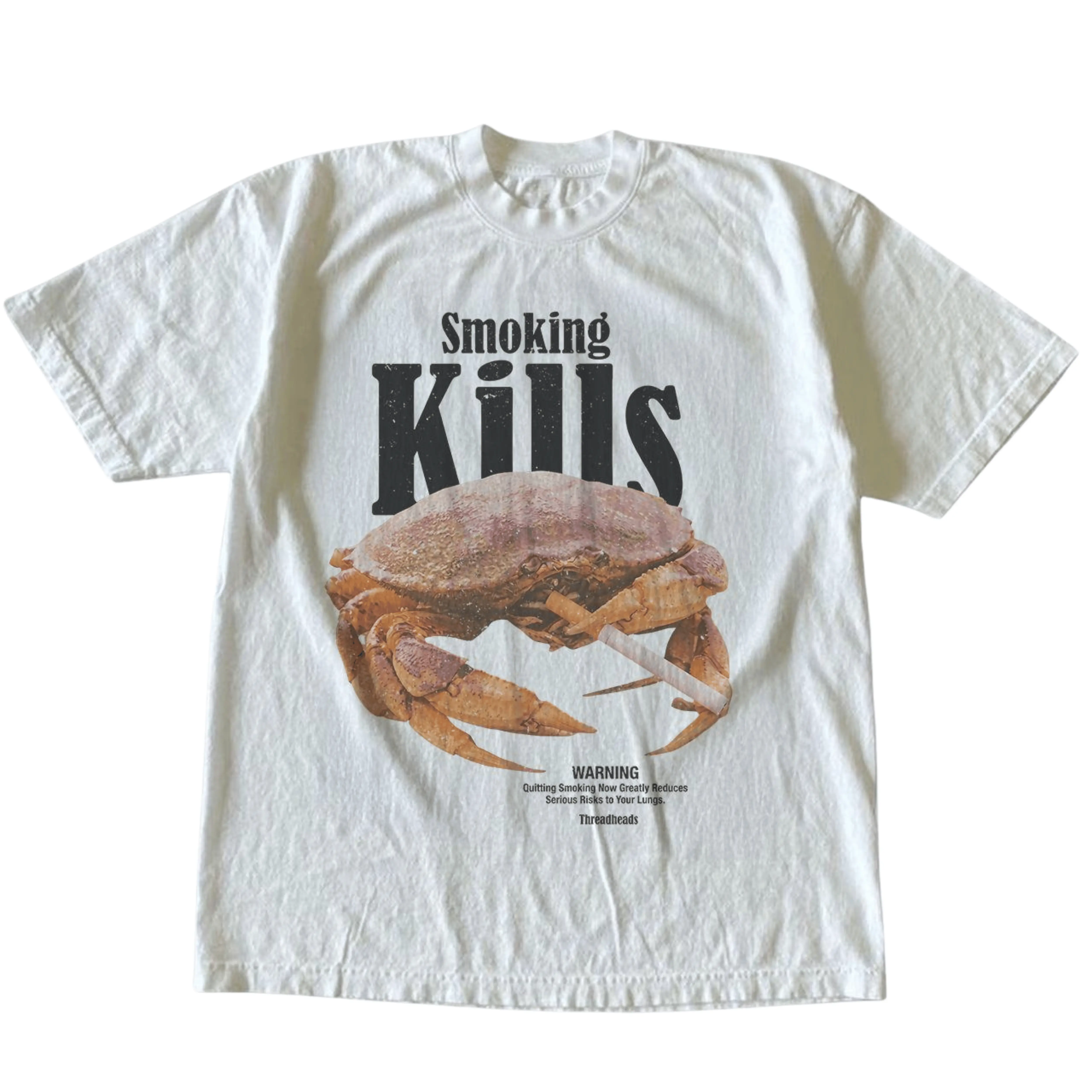 Gildan Men's and Women's T-shirt, Vintage Style Smoking Kills Graphic Tee, Unisex Casual Top, Funny Crab Meme Shirt, Sarcastic Humor Clothes, Retro Parody Apparel, Matching Couples Outfit, Loose Fit Tee, Relaxed Fit Clothing, Unique Birthday Present