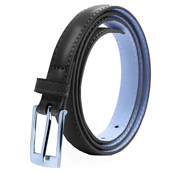 Mueeza Kids Women's Skinny Cow Hide Leather Belt - Silver Polished Buckle, Heavy Duty Business Casual Accessory, Classy Style for Dresses and Clothes, Leather Belts, Business Casual Belt