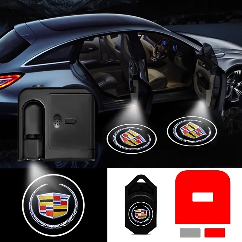 Cadillac Logo Welcome Light, LED Projection Decor, Car Decorative Light, Auto Door Open Instantly, Night Visibility Boost, Must-Have Car Modification Accessory, LED For Car, Car Welcome Lights, Car Door Projector Lights